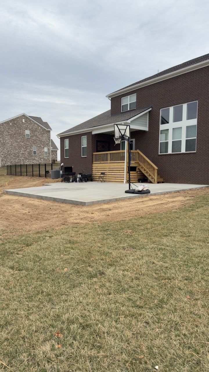 Custom stamped concrete patio poured for enhanced outdoor entertaining in Clarksville.